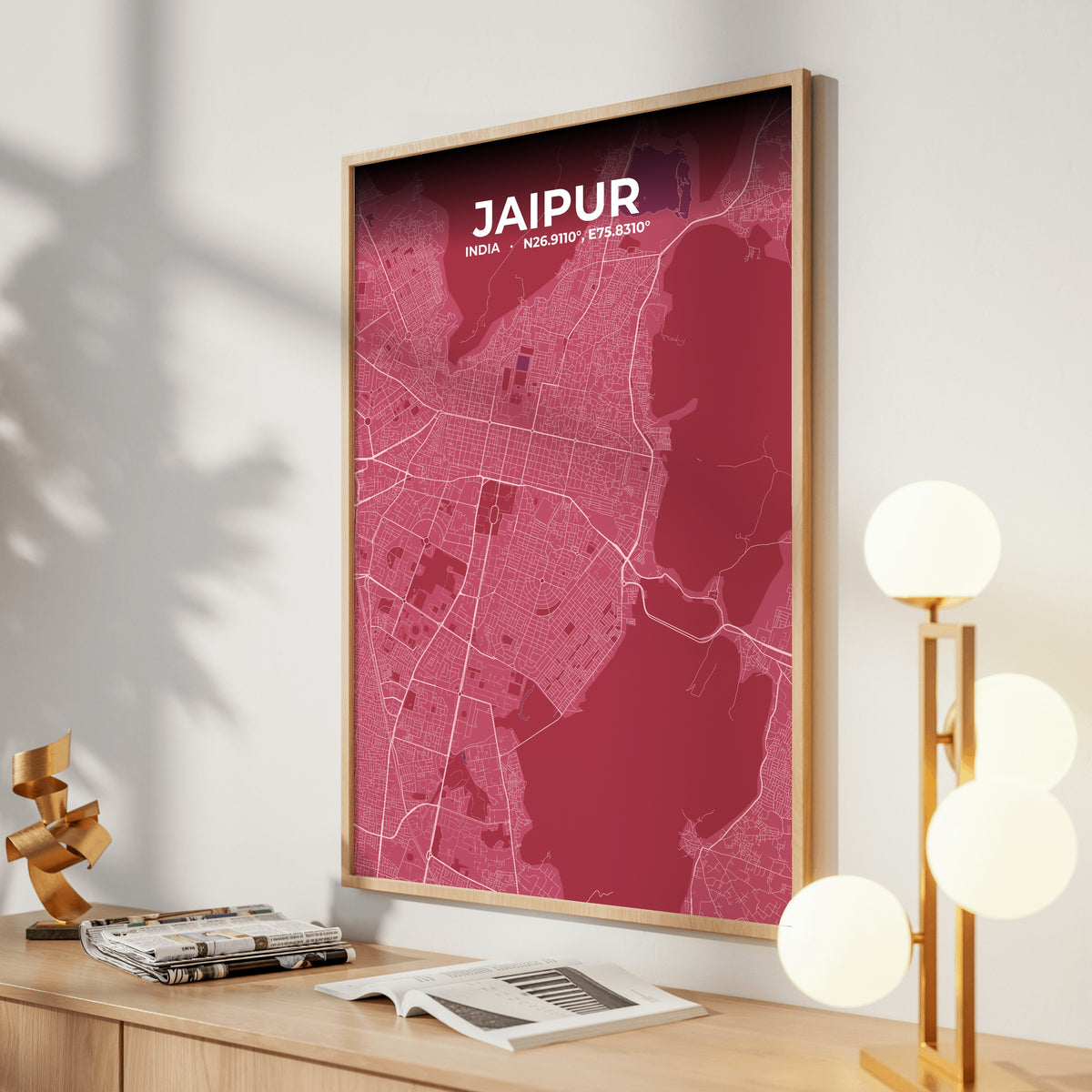 Jaipur Scarlet Map Poster