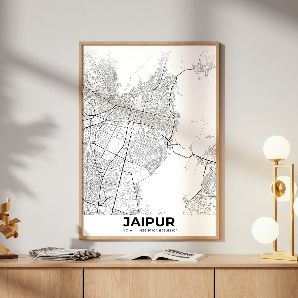 Jaipur Elegant Map Poster