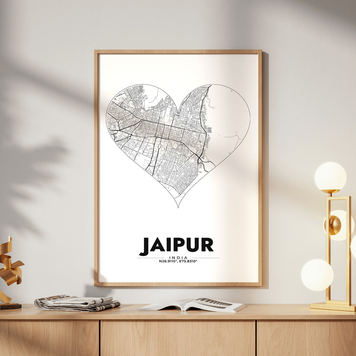 Jaipur Heart Map Poster