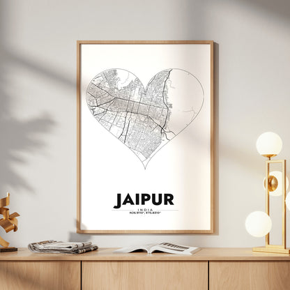Jaipur Heart Map Poster