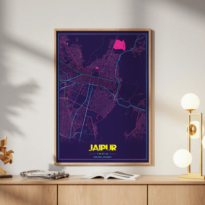 Jaipur Cyberpunk Map Poster