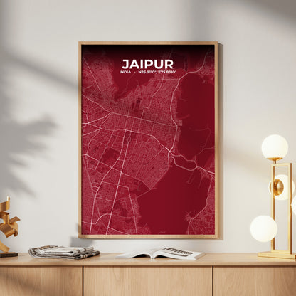 Jaipur Garnet Map Poster