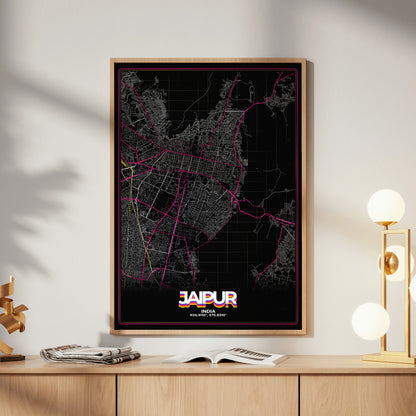 Jaipur Retro Map Poster