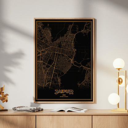 Jaipur Phosphor Map Poster - Amber CRT
