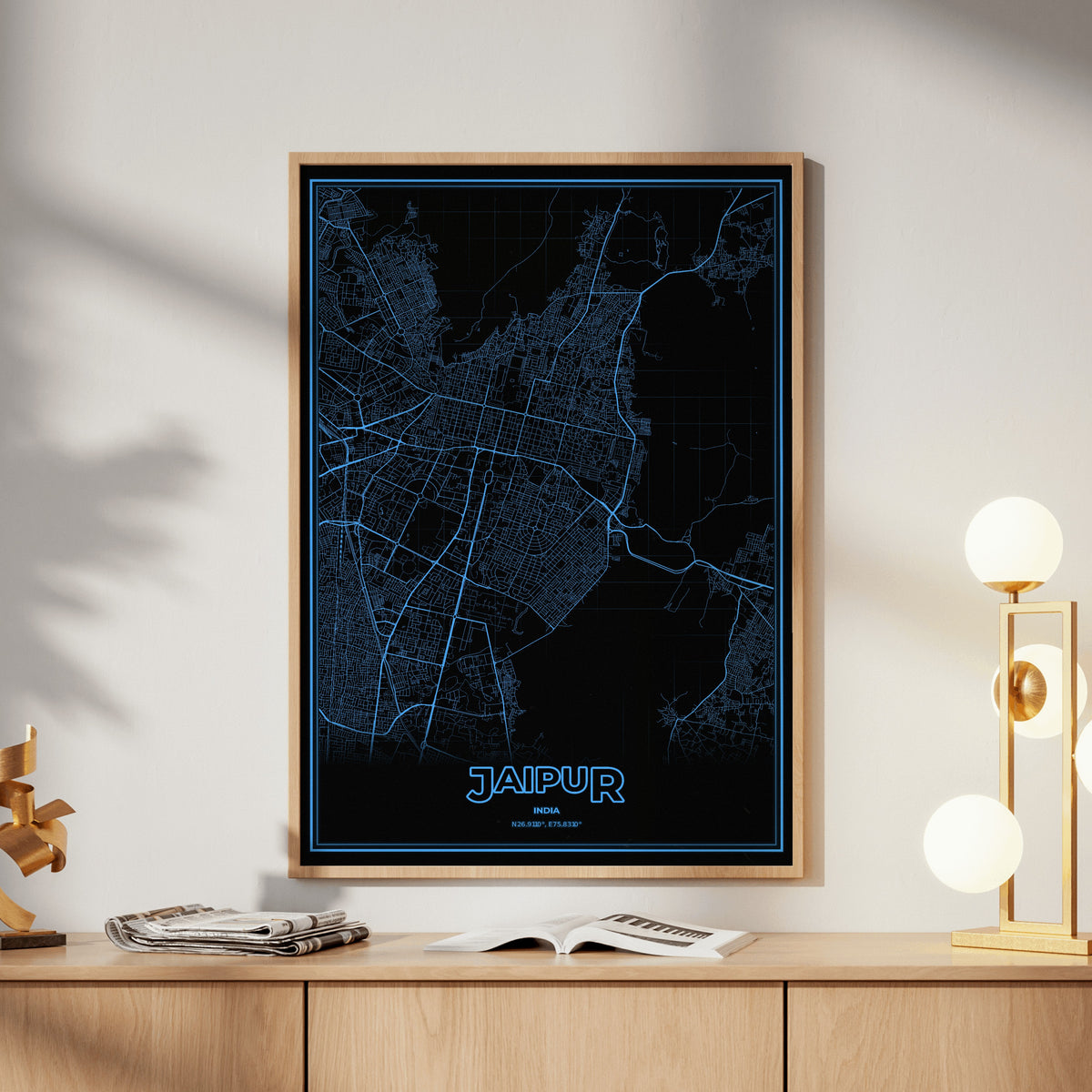 Jaipur Phosphor Map Poster - IBM Blue