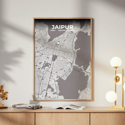 Jaipur Ash Map Poster