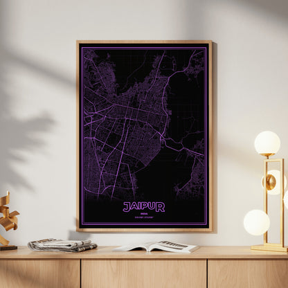 Jaipur Phosphor Map Poster - EGA Violet