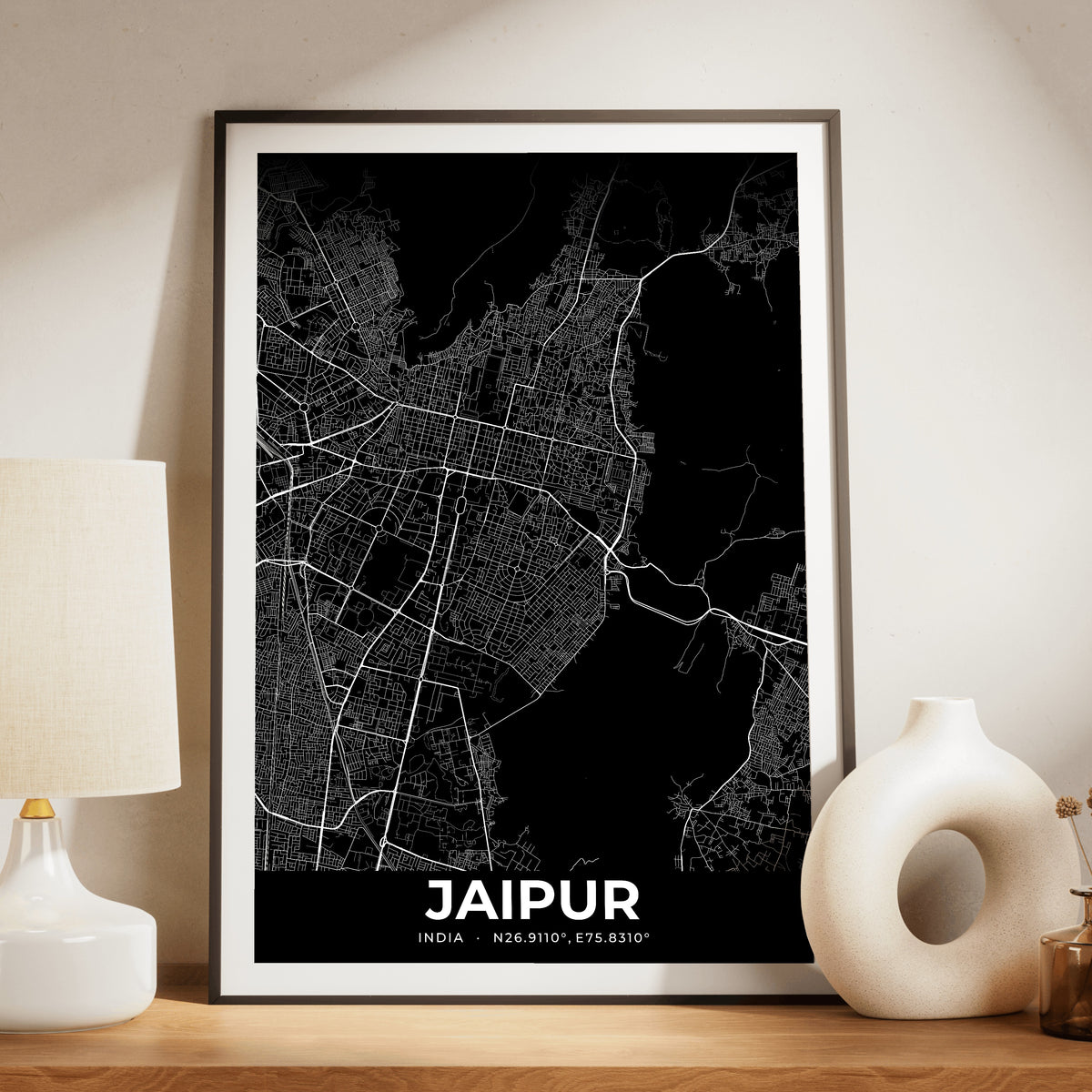 Jaipur Elegant Map Poster