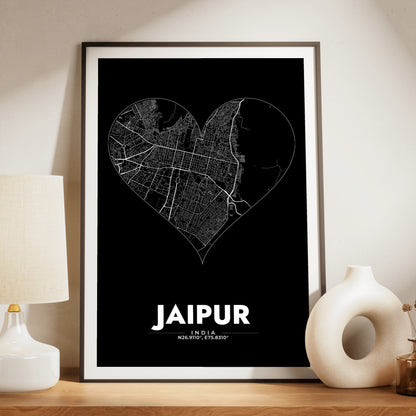 Jaipur Heart Map Poster