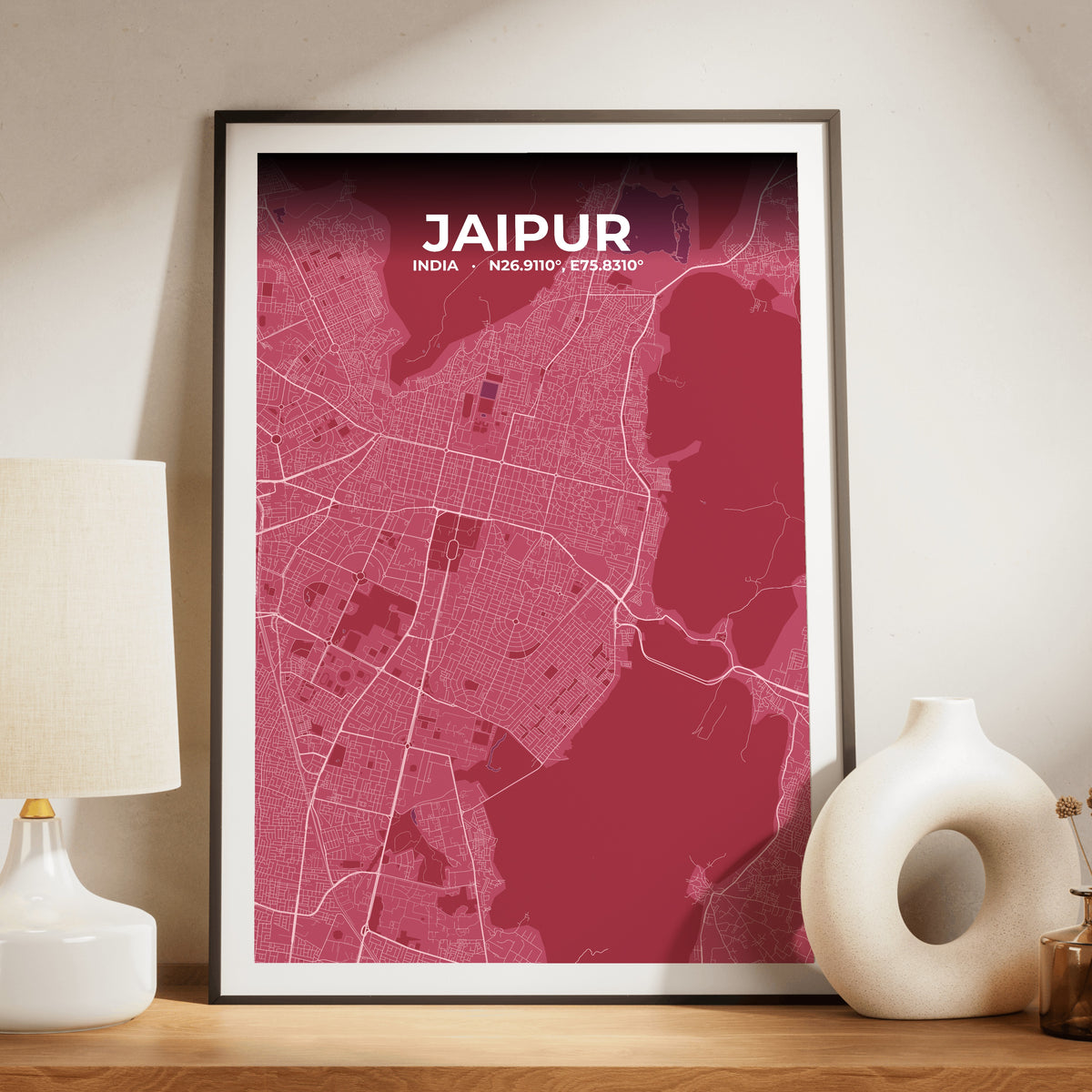 Jaipur Scarlet Map Poster
