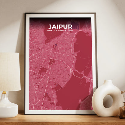 Jaipur Scarlet Map Poster