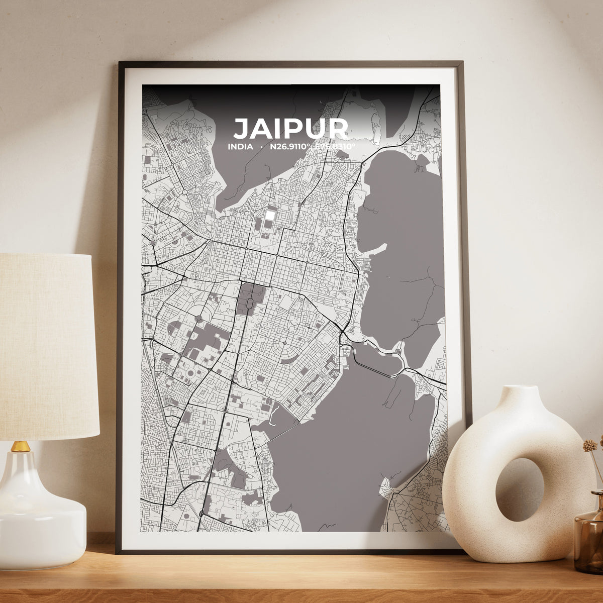 Jaipur Ash Map Poster