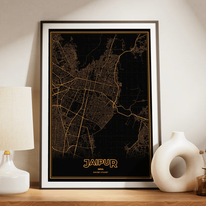 Jaipur Phosphor Map Poster - Amber CRT