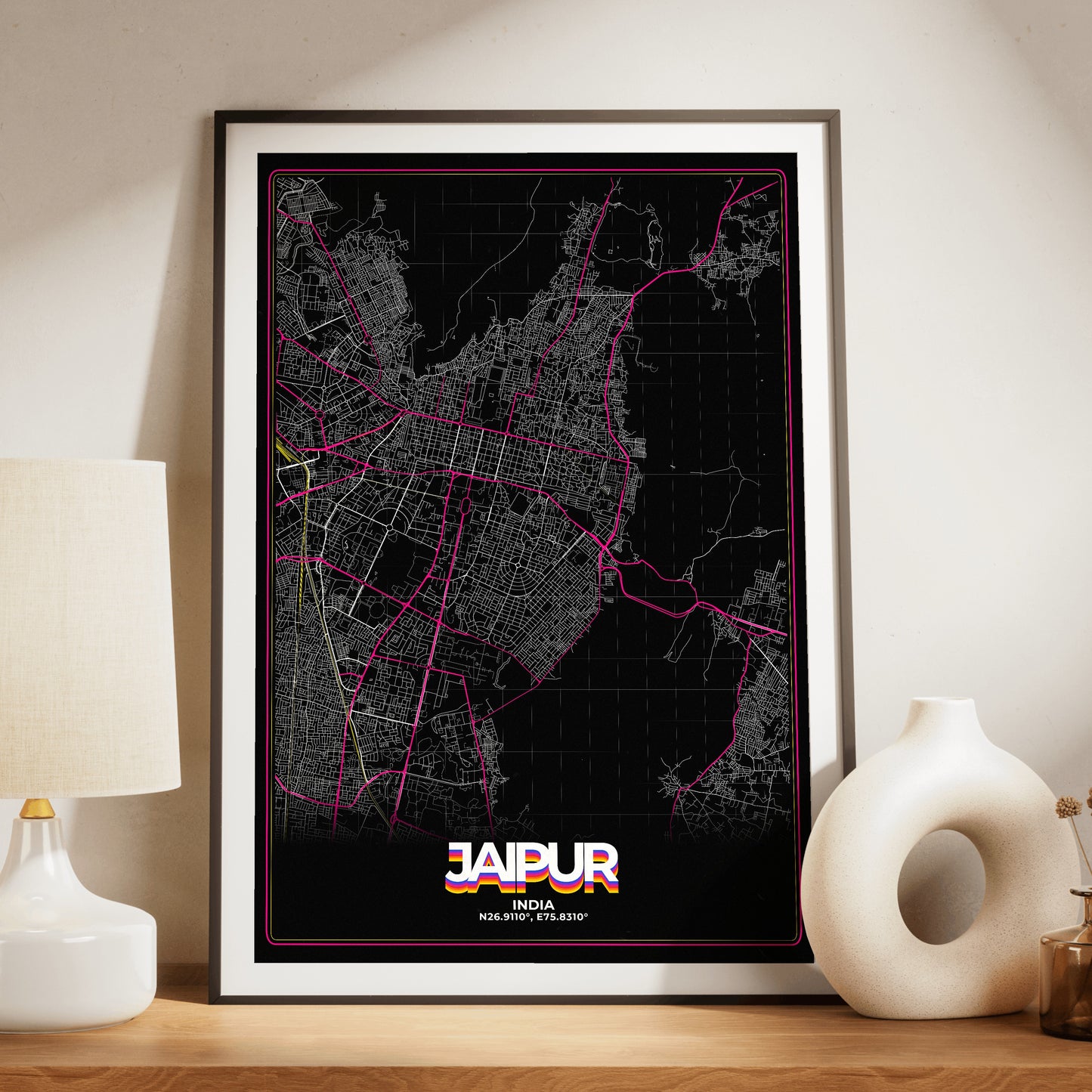 Jaipur Retro Map Poster
