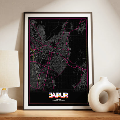 Jaipur Retro Map Poster