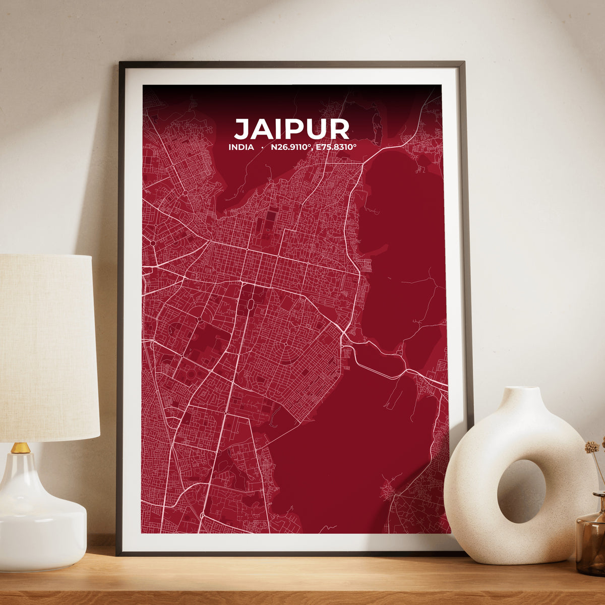 Jaipur Garnet Map Poster