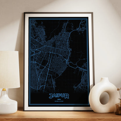 Jaipur Phosphor Map Poster - IBM Blue