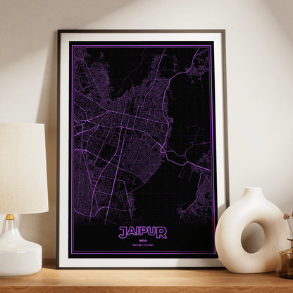 Jaipur Phosphor Map Poster - EGA Violet