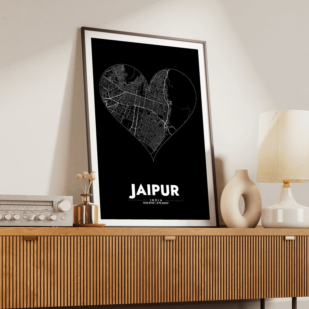 Jaipur Heart Map Poster