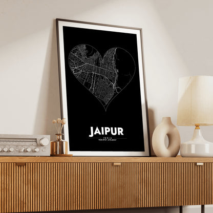 Jaipur Heart Map Poster