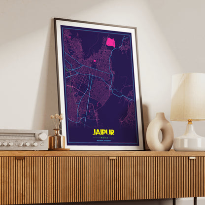 Jaipur Cyberpunk Map Poster