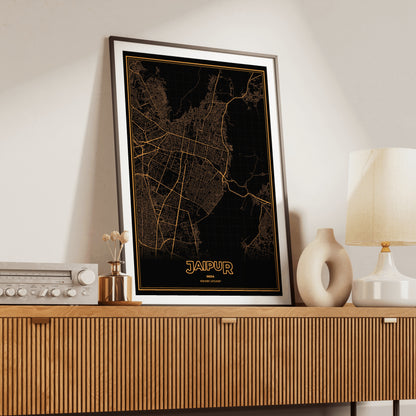 Jaipur Phosphor Map Poster - Amber CRT