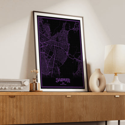 Jaipur Phosphor Map Poster - EGA Violet