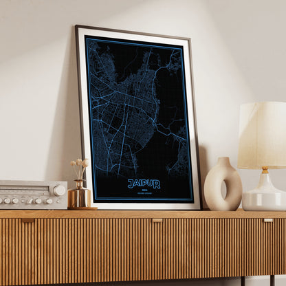 Jaipur Phosphor Map Poster - IBM Blue