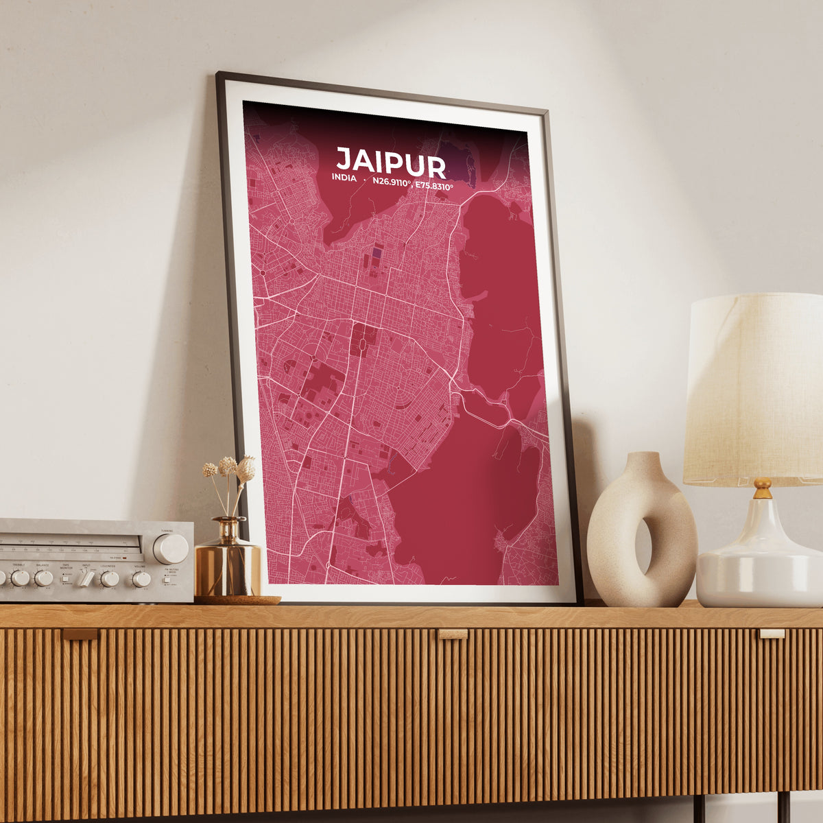 Jaipur Scarlet Map Poster