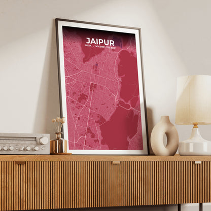 Jaipur Scarlet Map Poster