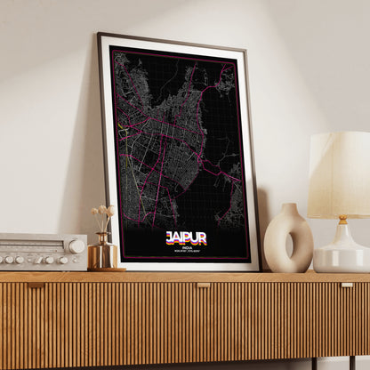 Jaipur Retro Map Poster