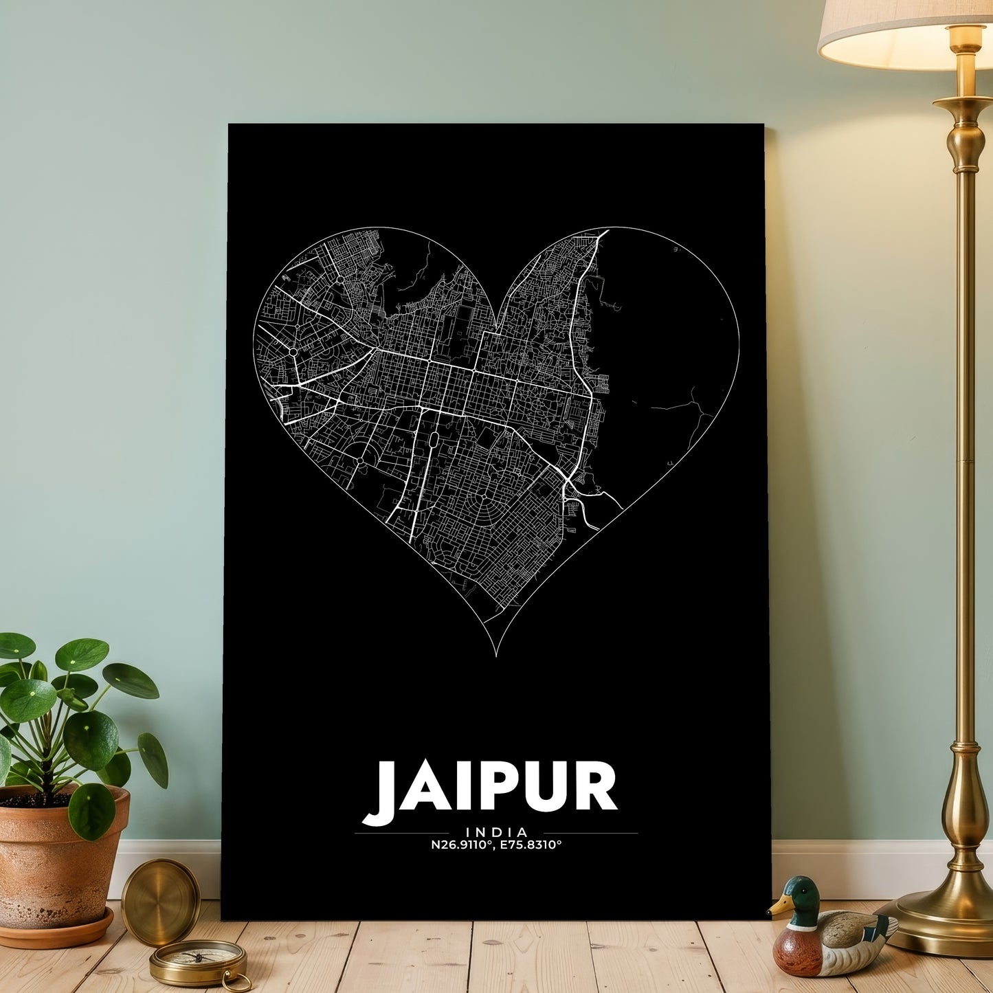 Jaipur Heart Map Poster