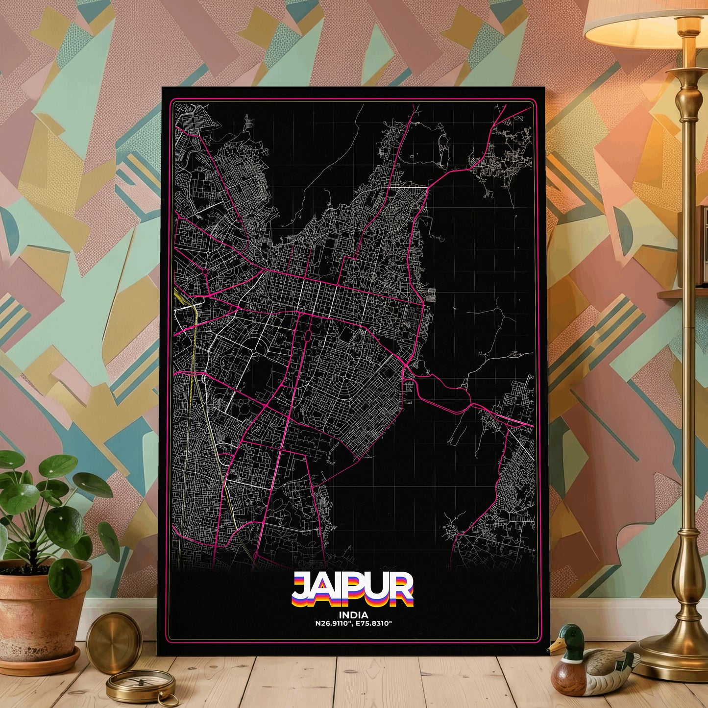 Jaipur Retro Map Poster
