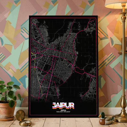 Jaipur Retro Map Poster