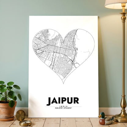 Jaipur Heart Map Poster