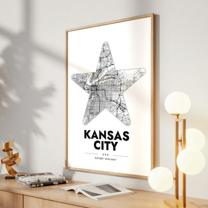 Kansas City Star Map Poster