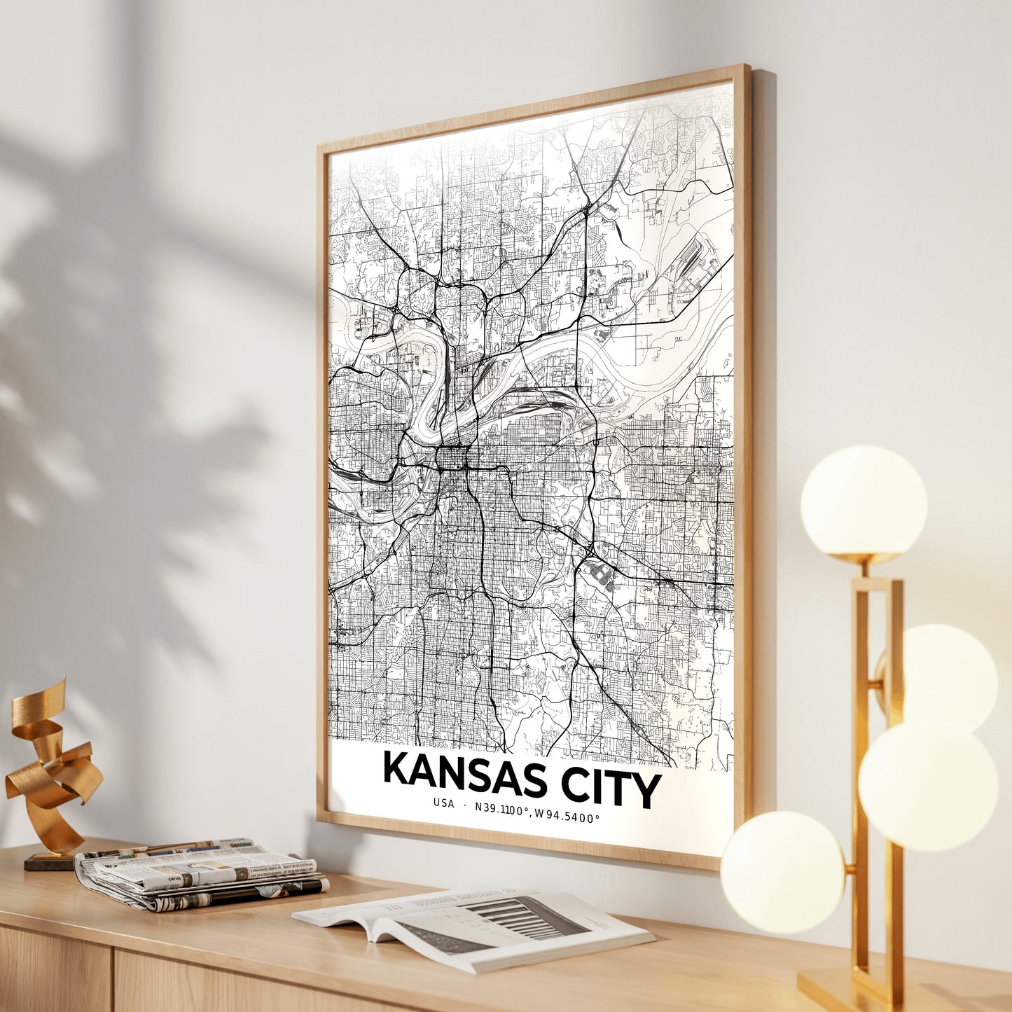 Kansas City Elegant Map Poster