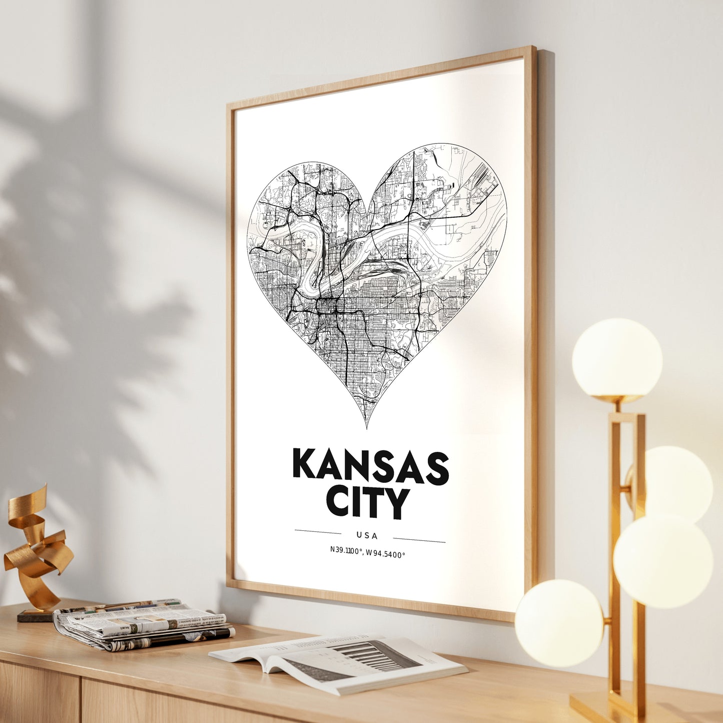 Kansas City Heart Map Poster