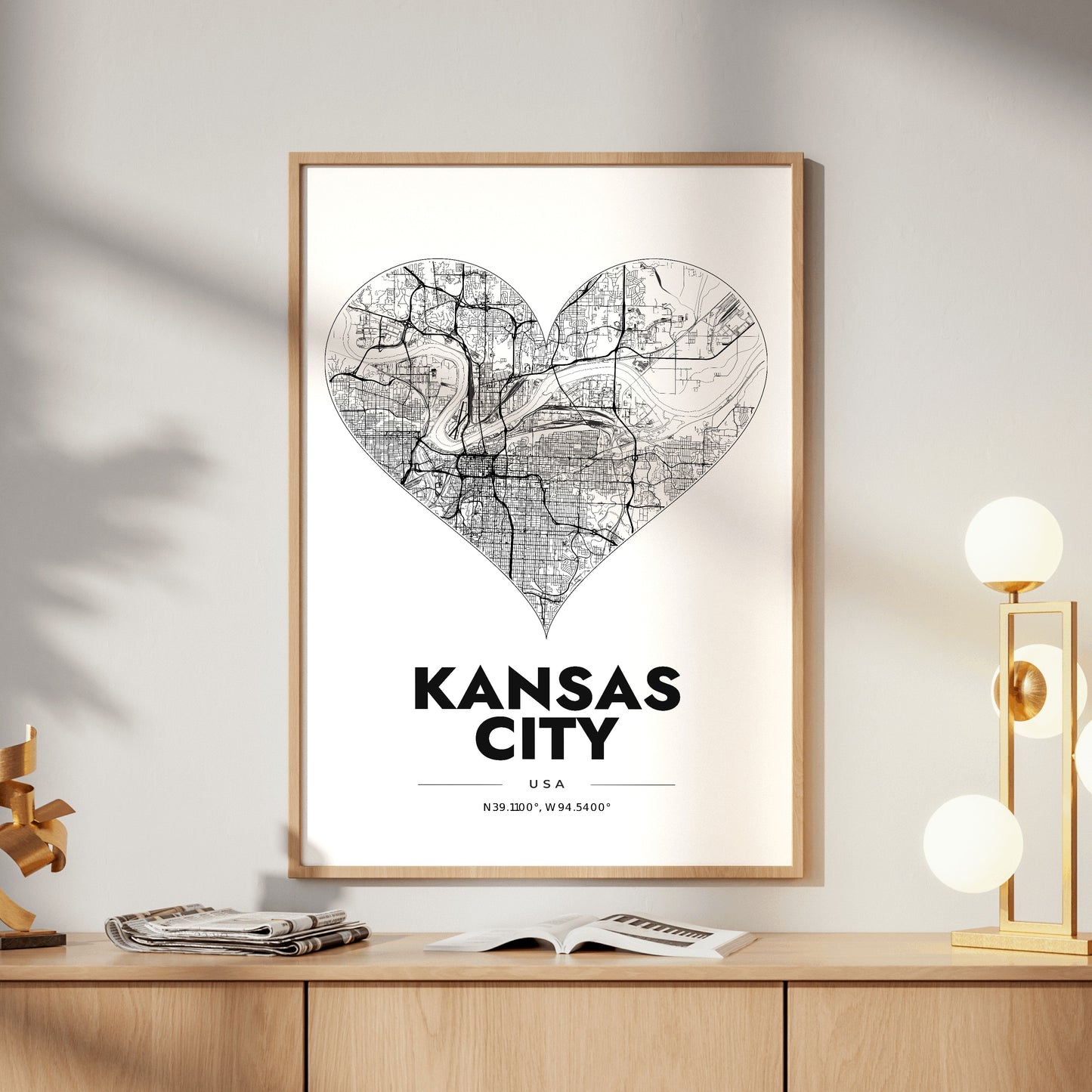 Kansas City Heart Map Poster