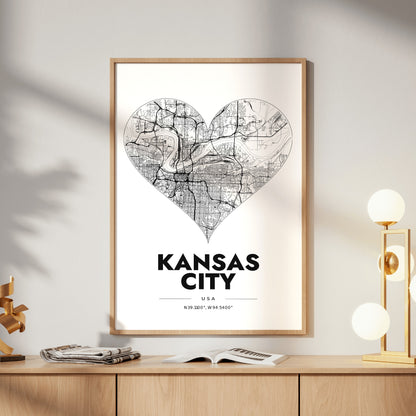 Kansas City Heart Map Poster