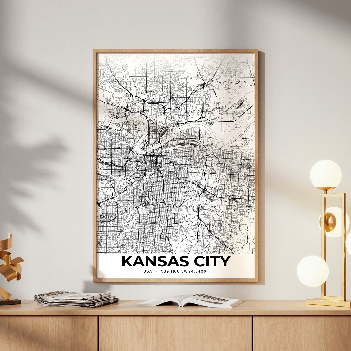 Kansas City Elegant Map Poster