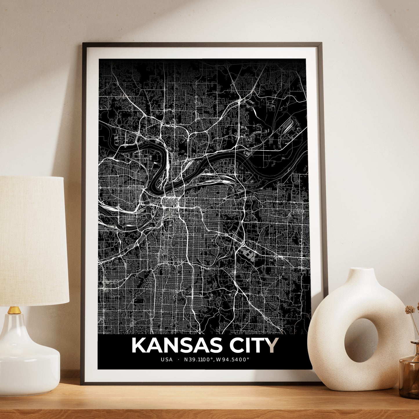 Kansas City Elegant Map Poster