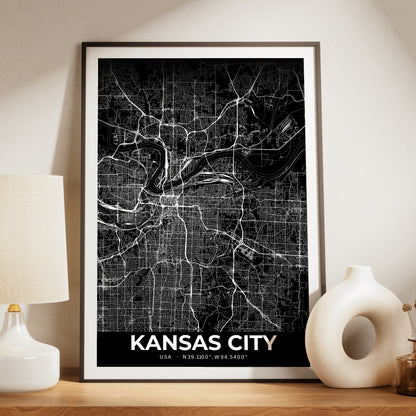 Kansas City Elegant Map Poster