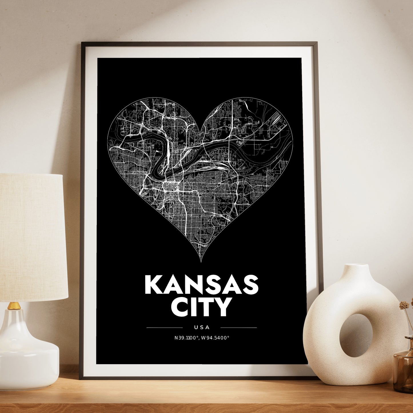Kansas City Heart Map Poster