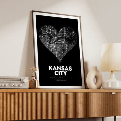 Kansas City Heart Map Poster