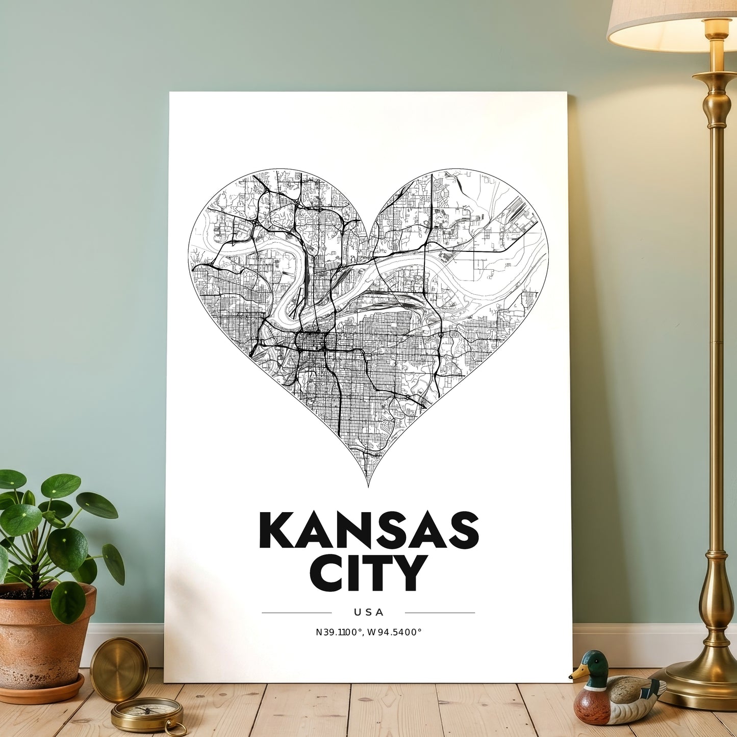 Kansas City Heart Map Poster