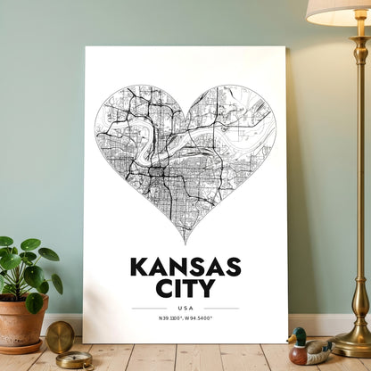 Kansas City Heart Map Poster