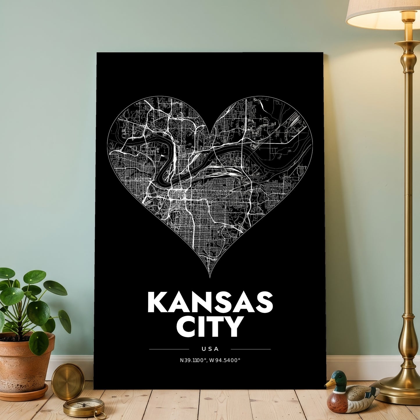 Kansas City Heart Map Poster