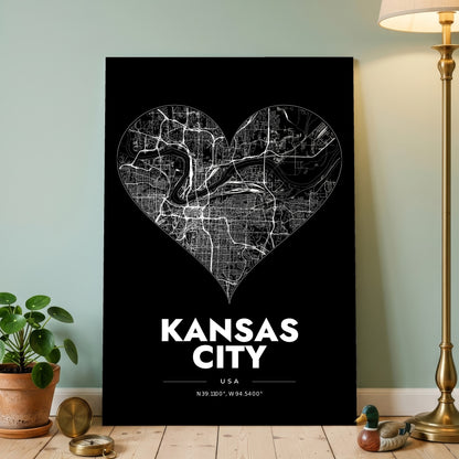 Kansas City Heart Map Poster