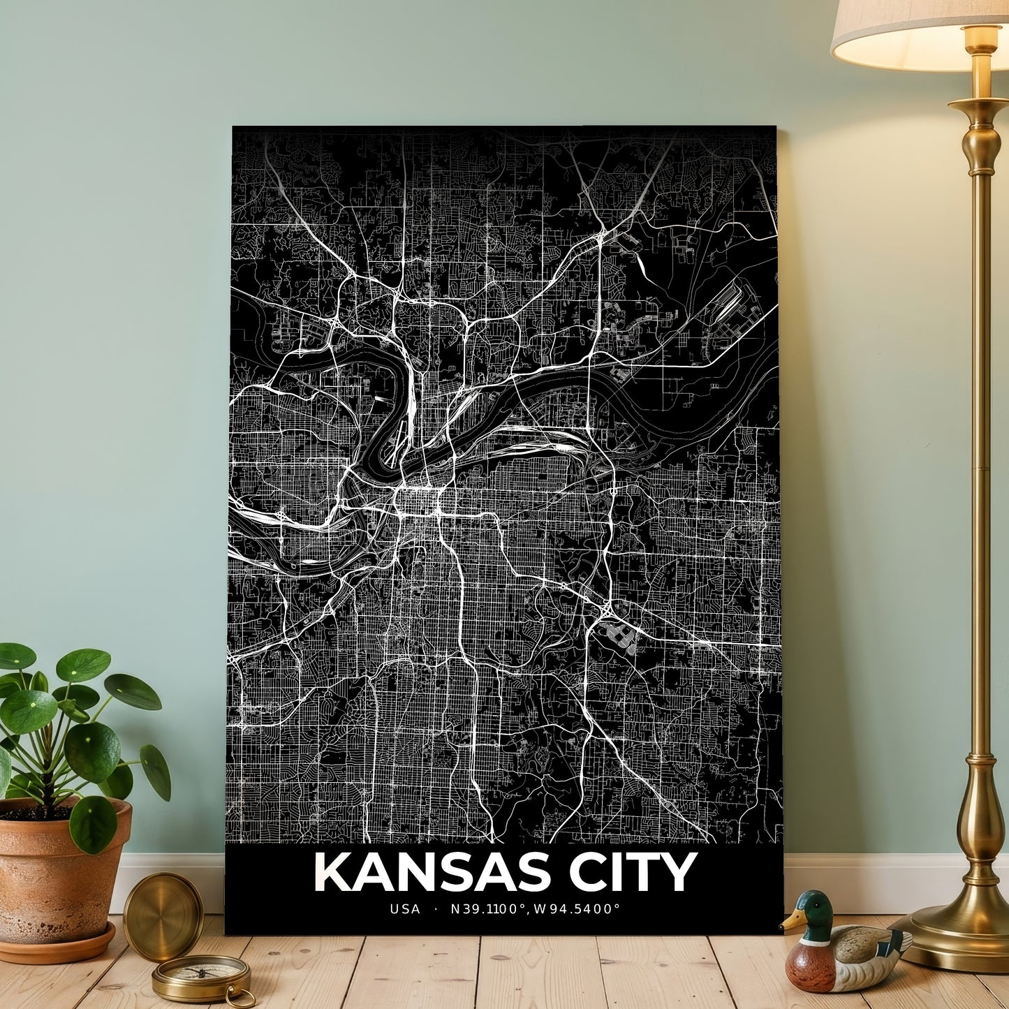 Kansas City Elegant Map Poster